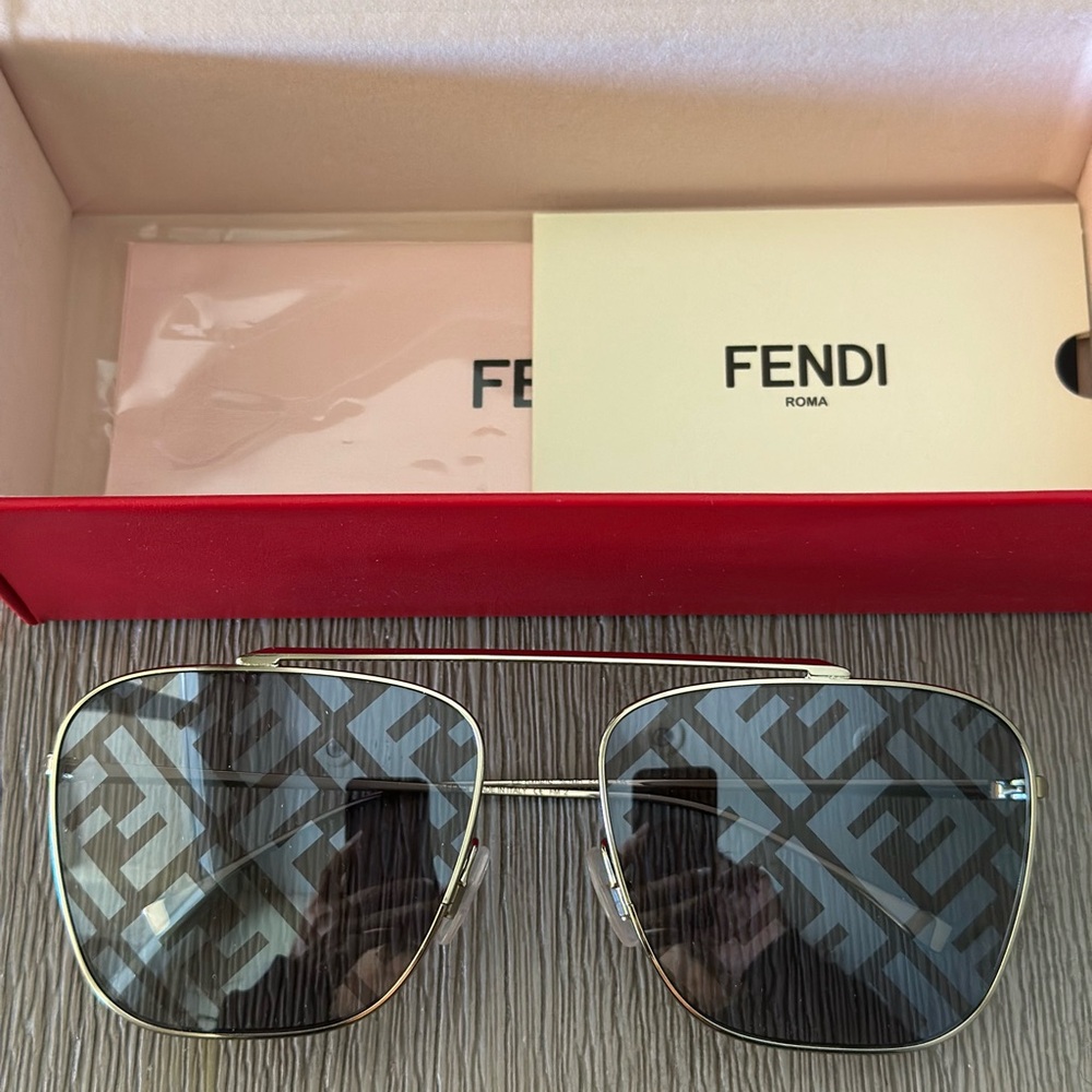 Fendi Gold and Black Geometric Sunglasses